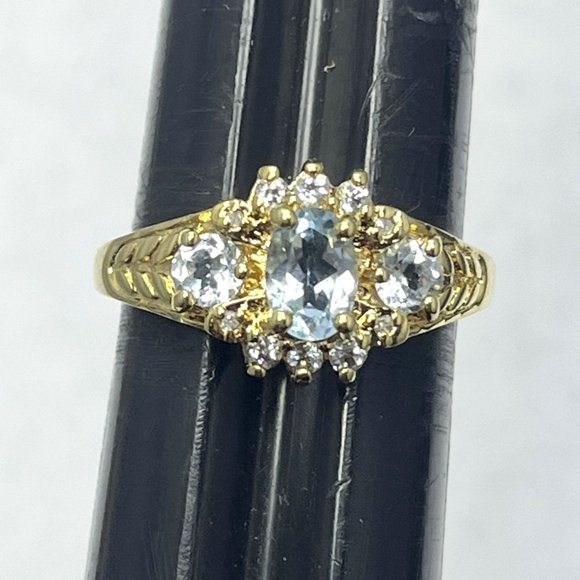 Vintage Blue Glass Stone Ring Size 10
